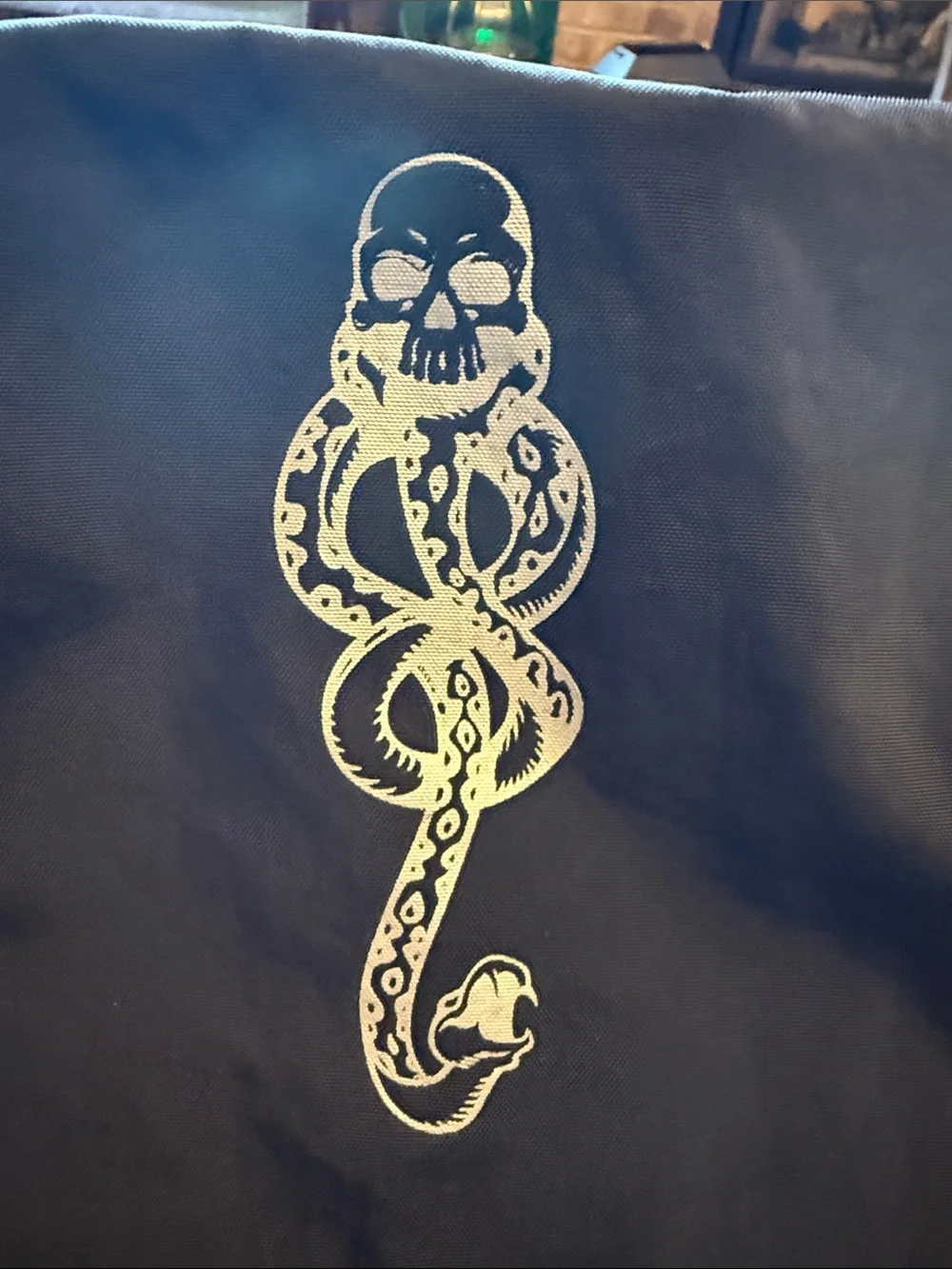 Vans X Harry Potter Dark Arts Black Backpack with White Skull & Snake Graphic